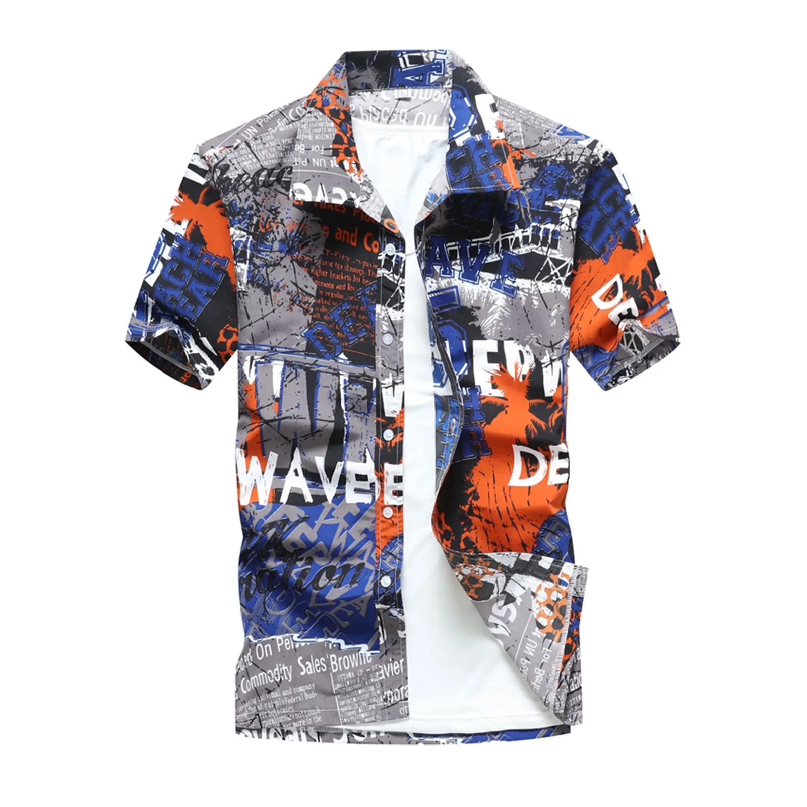 Fashion Mens Hawaiian Shirt Male Casual Colorful Printed Beach Shirts Short Sleeve Plus Size 5XL Hawaiana