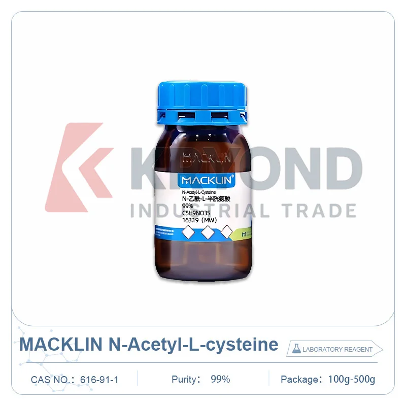 Фото MACKLIN N-Ацетил-L-цистеин (NAC) 99% CAS 616-91-1, лабораторный реагент, аминокислота для биохимических исследований и тестирования, 100 г, 500 г №1