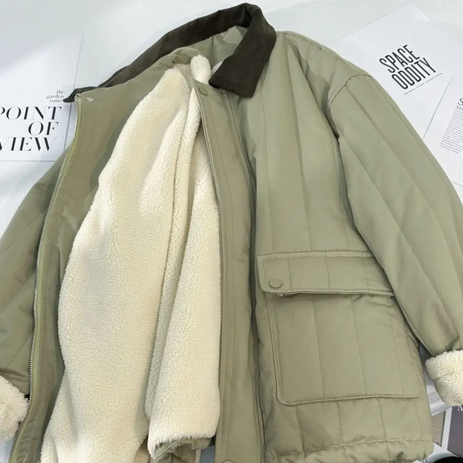 Корейское пальто из овечьей шерсти с хлопковой подкладкой женская зимняя новая