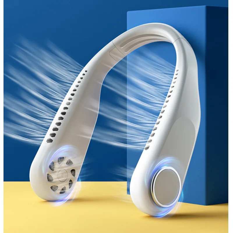 

Summer Air Cooler Hanging Neck Fan With USB Rechargeable Portable Air Cooling Fan Strong Wind Lazy Outdoor Sports Bladeless Fan