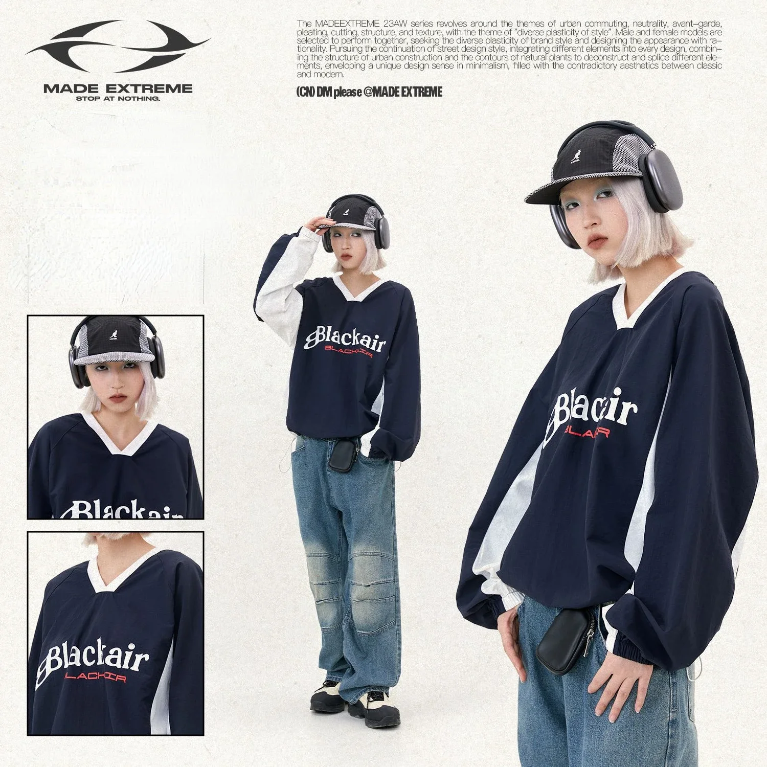 

BLACK AIR Spliced Hip Hop Casual Sports Pullover Sweatshirts Harajuku Racing Moto & Biker Sweatshirts Unisex