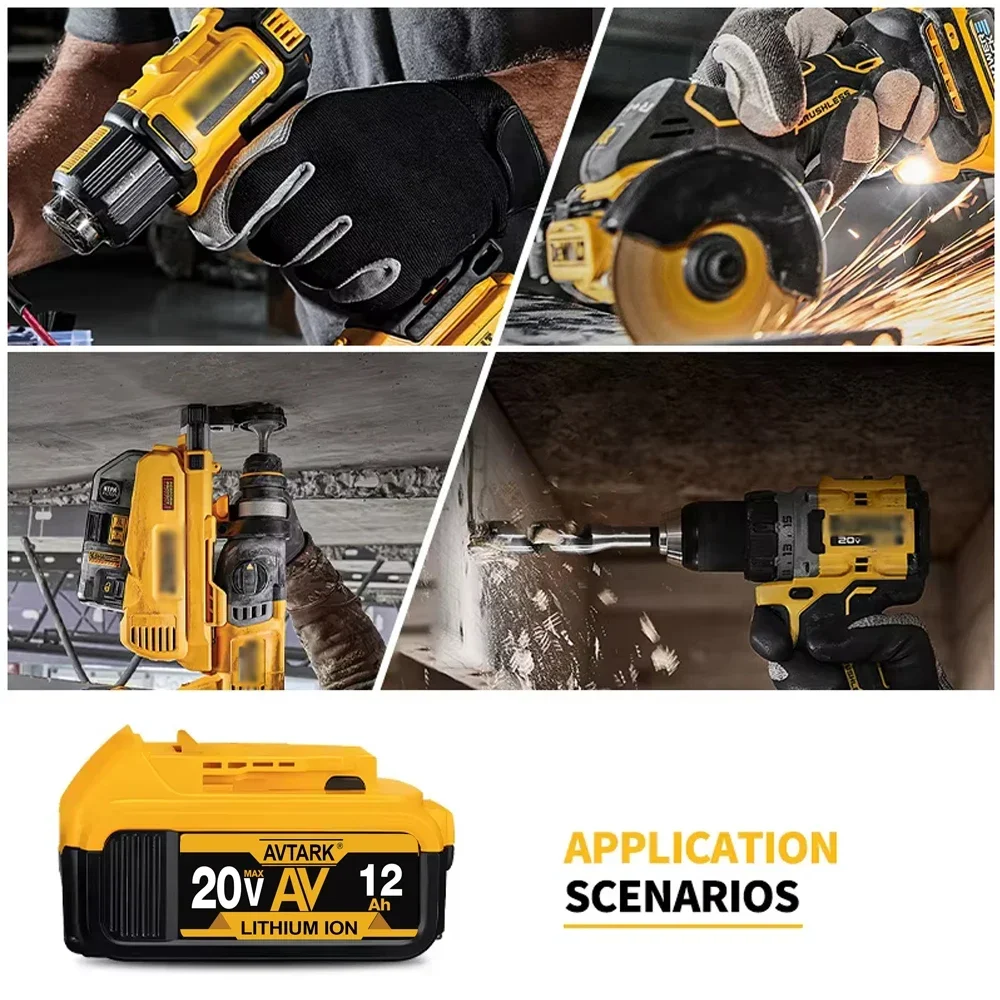 Фото 20 В для Dewalt, новый 100% оригинальный аккумулятор для электроинструмента 12000 мАч DCB206 20 В 12,0 Ач аккумулятор DCB206 20 В DCB205 DCB200 №4