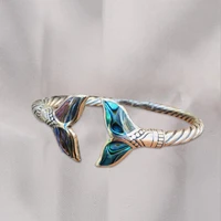 925 silver band wedding party fishtail bracelet bangle cuff women jewelry gifts