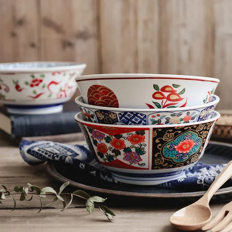 Миска для лапши 7 дюймов в японском стиле керамическая посуда большая Бытовая