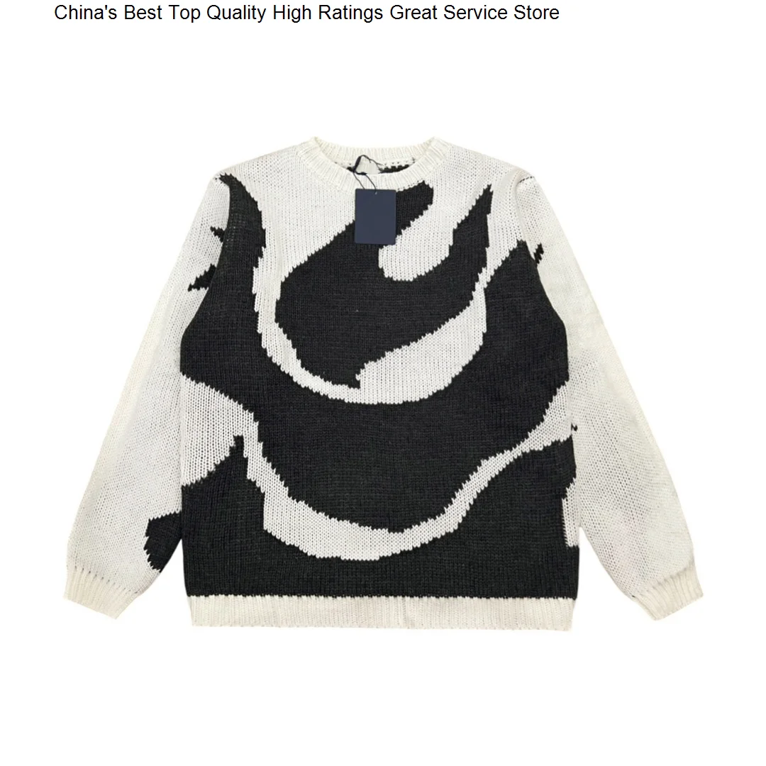 High-Quality Color Block Fashion New Large Men's One-Piece Knitting Sweater Lovers' Knitwear Casual Women's Pullover