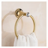 Luxury Crystal Towel Rings Wall Mounted Brass Crystal Golden Towel Ring Towel Holder Towel Bar Bathroom Home Decoration B200