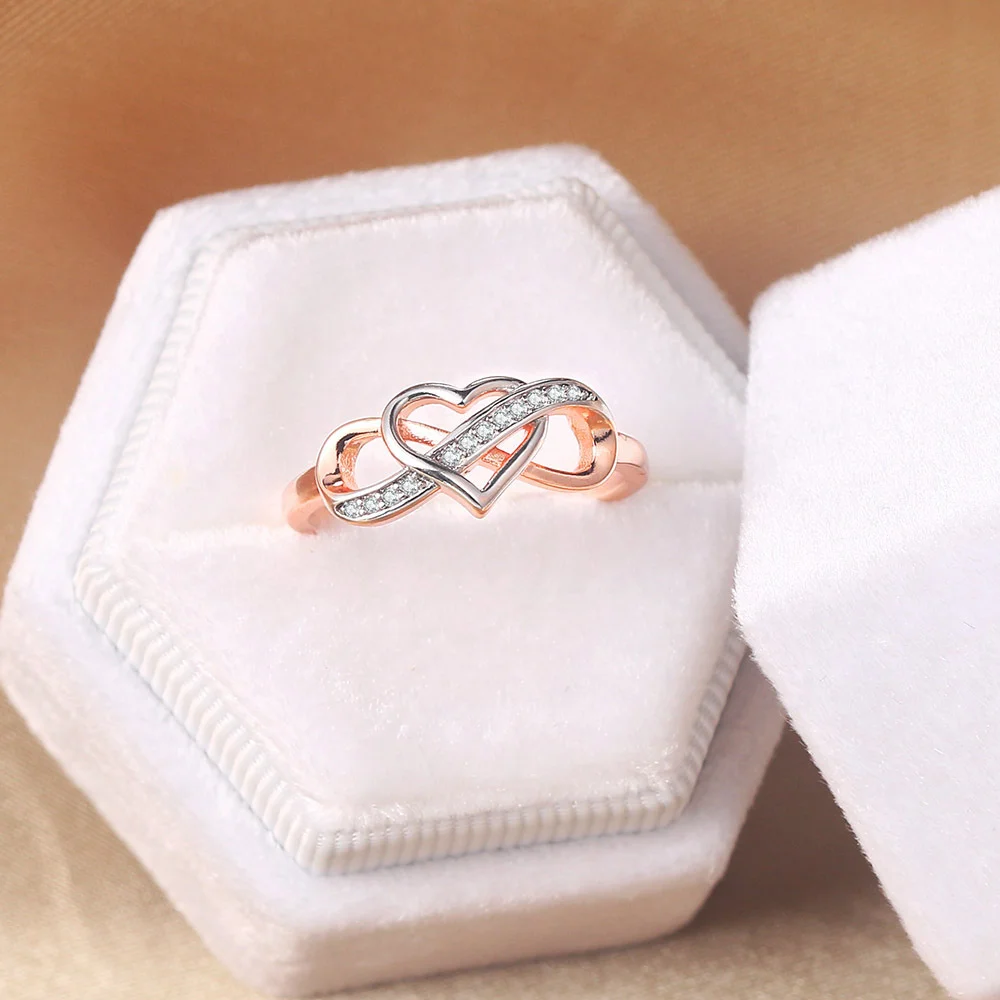 Couple Infinity Symbol heart Rings For Women It symbolizes love forever Ladies Jewellery Double Color Wedding Engagement Gift