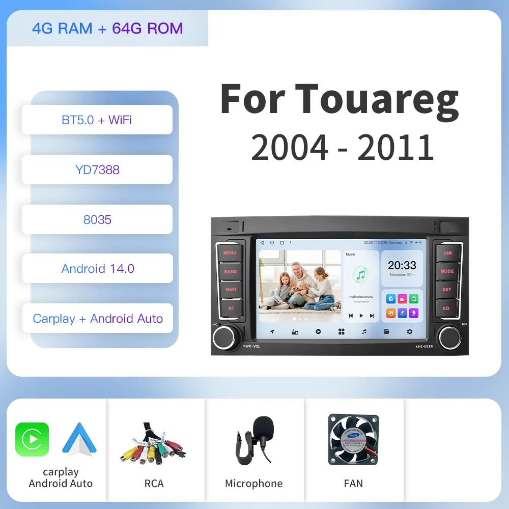 

Kapud 7 дюймов Android 12 автомобильный радиоприемник мультимедиа GPS для VW/Volkswagen/Touareg/Transporter T5 Multivan DSP CarPlay SWC Naviagtion