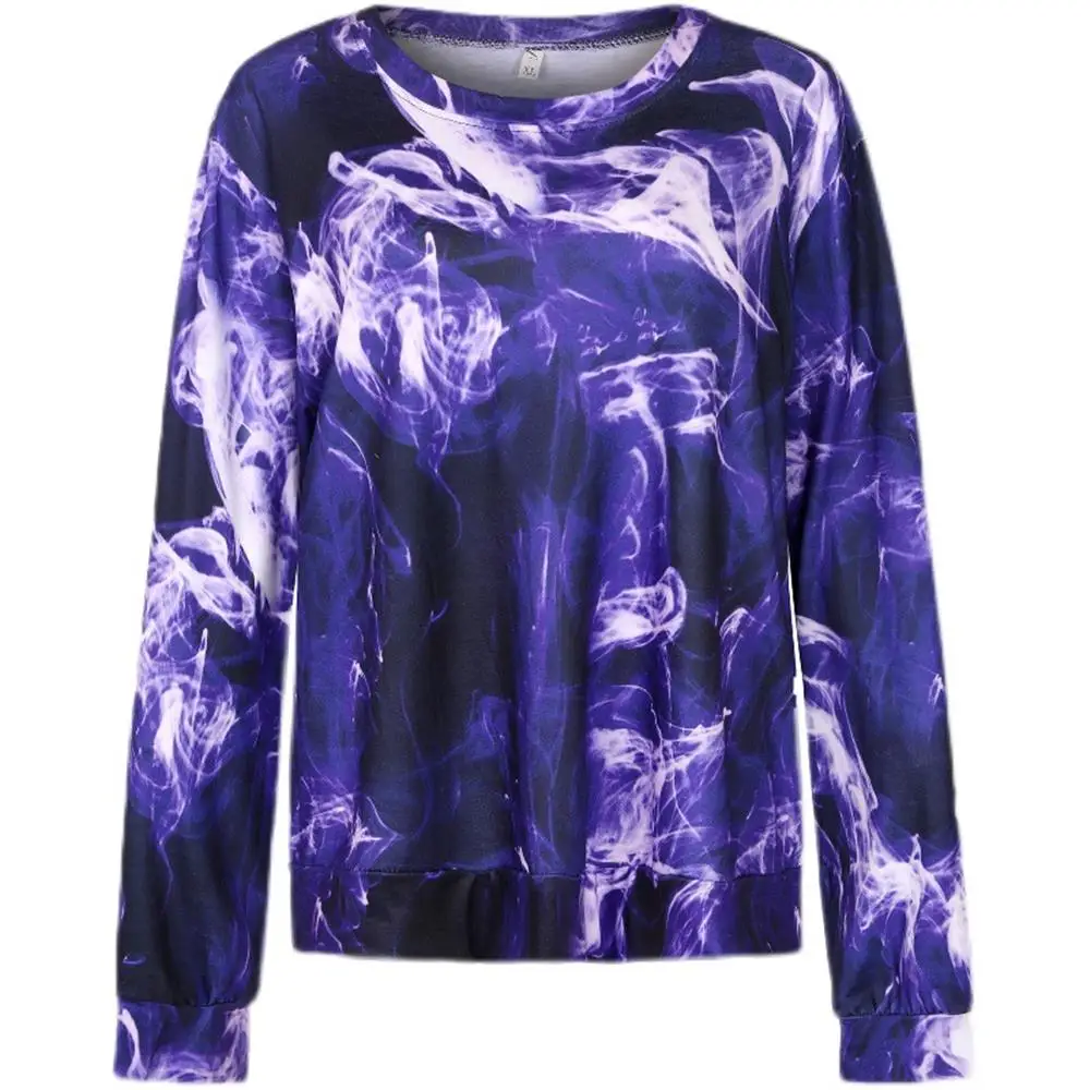 

Женские повседневные топы с принтом, пуловер, Женская толстовка с круглым вырезом и длинными рукавами, Повседневная футболка, топы, одежда, ...