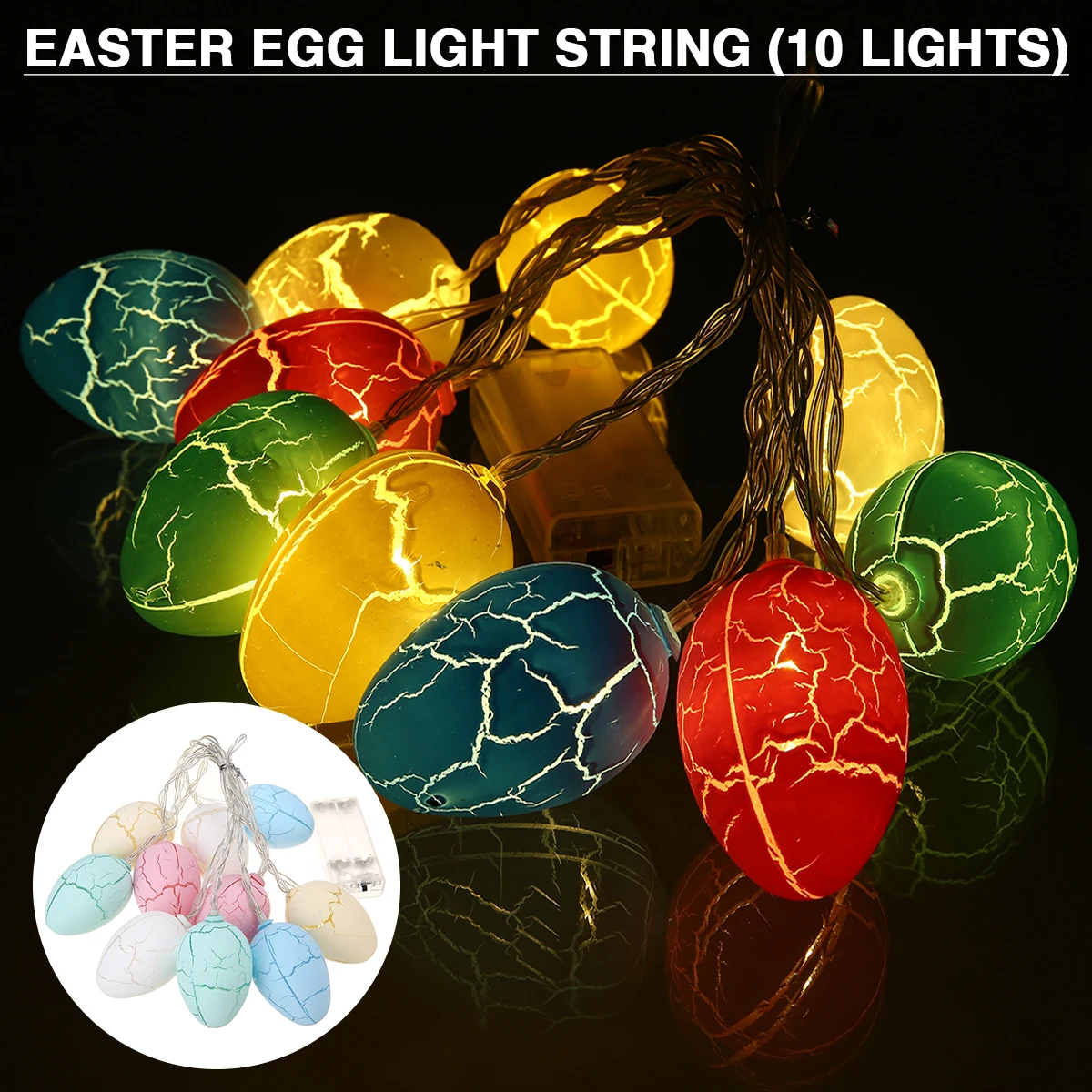 

Светящаяся гирлянда в виде пасхальных яиц, декоративный шнурок с трещинами для украшения комнаты, 2 м, 10 светильников