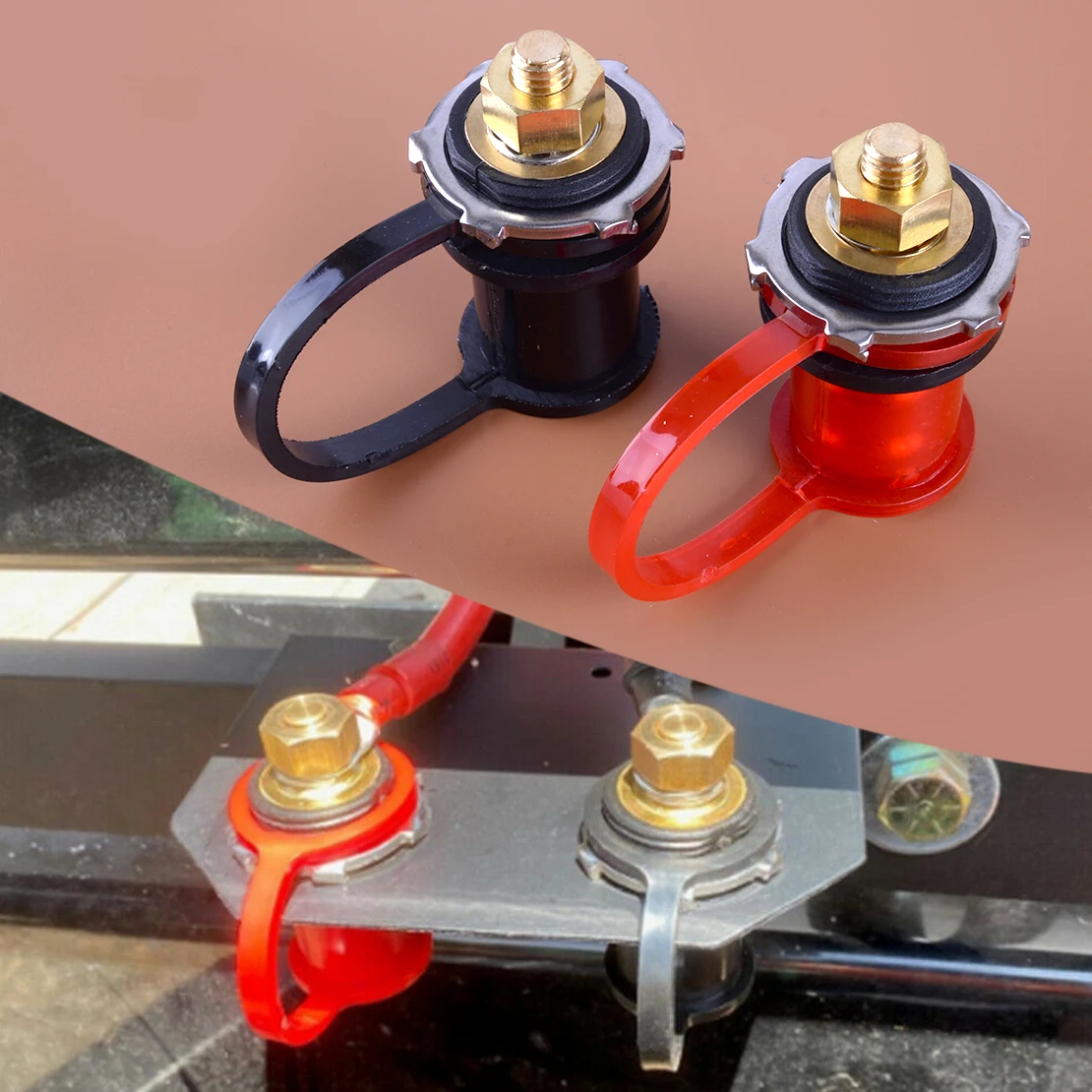 

1 Pair Remote Battery Charging Charger Post Jumper Terminal Junction 3/8" Stud Universal for Car Truck Boat ATV