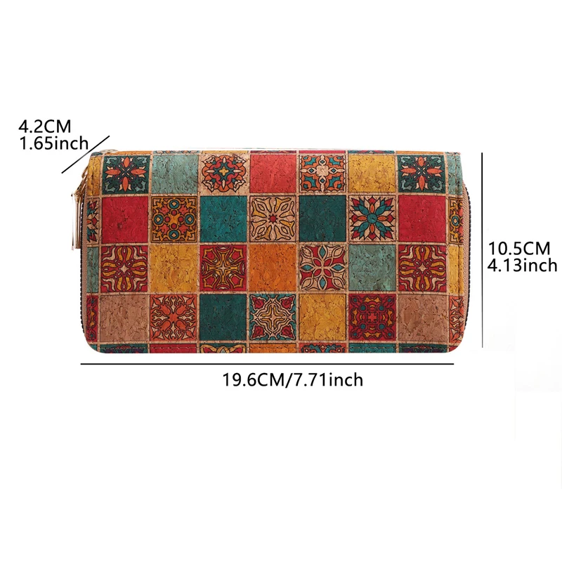 5 шт. бумажник из пробковой кожи с цветочным геометрическим принтом двойная