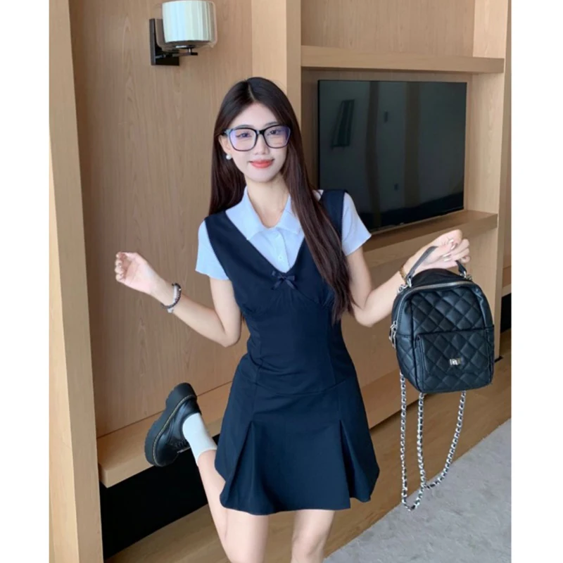 Женское летнее платье с V-образным вырезом и бантом