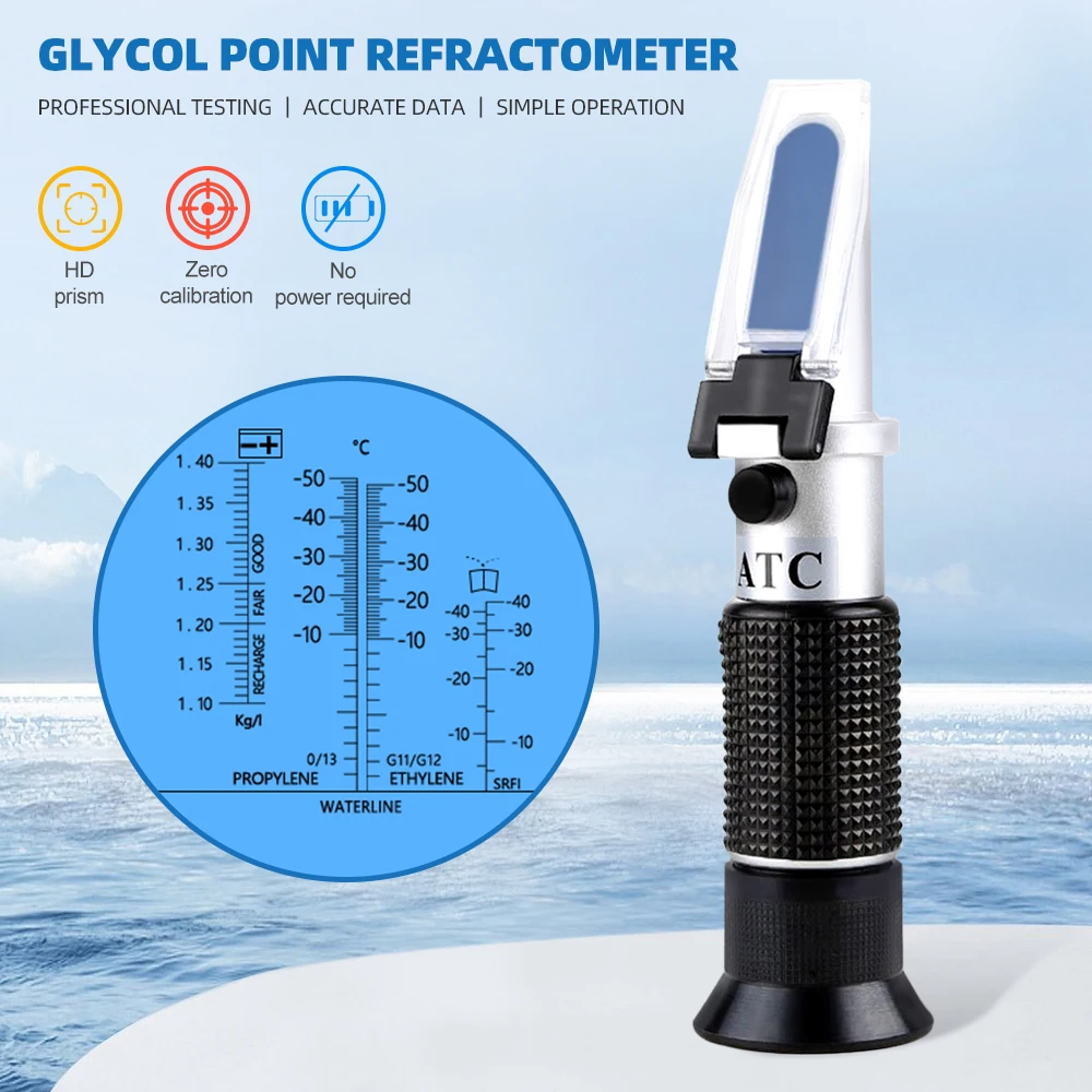 Hand Held Automotive Antifreeze Refractometer Engine Fluid Glycol Point Car Battery Antifreeze Freezing ATC Tester Tool 25% Off