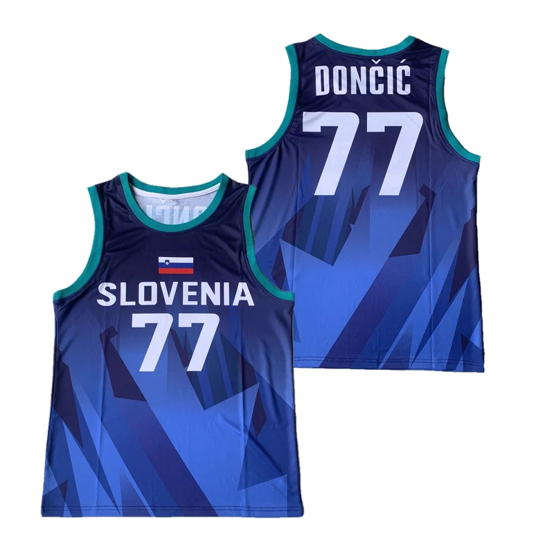 BG Basketball jerseys Telemach SLOVENIJA 77 DONCIC High quality sewing embroidery Outdoor sports jersey Blue 2023 new country