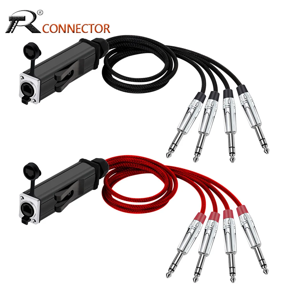 Сетевой адаптер RJ45 CAT5 мама для 4-канального 6 35 мм 1/4 дюйма со штекером TRS
