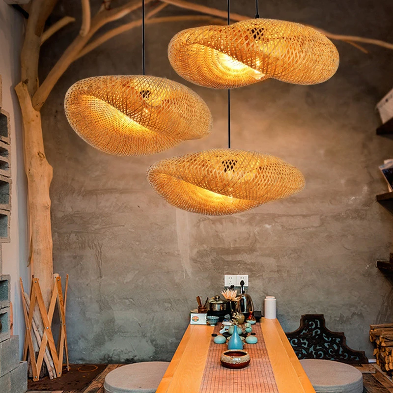 

Nordic Rattan Pendant Light Bamboo Lamp Kitchen Suspension Home Bamboo Hanging Lampshade Dining Living Room Indoor Fixtures