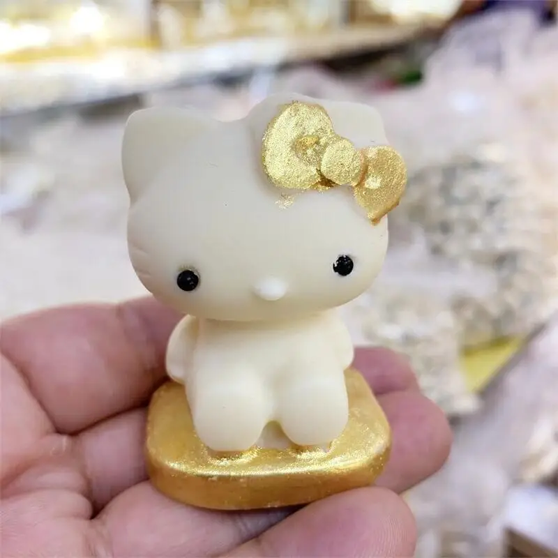 

Высококачественный камень цвета слоновой кости ручная работа резной кот животное мощная статуя для украшения дома подарок 1 шт.