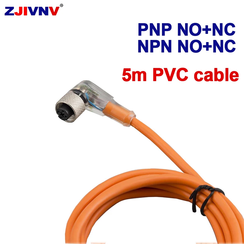 

Разъем датчика приближения M12 NPN/PNP со стандартным углом освещения, штекер кабеля датчика, 5 м, кабель