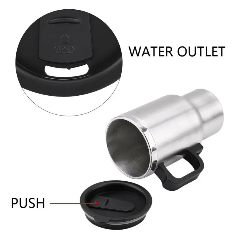 

500ML Car Based Heating Stainless Steel Cup Kettle 12V Travel Coffee Heated Mug Enables To Drink Hot Water On Road