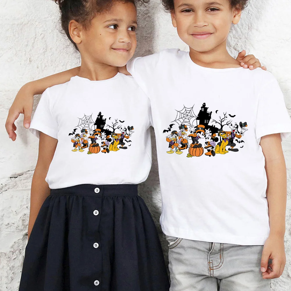 

Halloween Disney Kids T-Shirt Tops Tees White Unisex 3-8T Size High Quality Exquisite Short Sleeve Child T Shirt Comfy Clothes