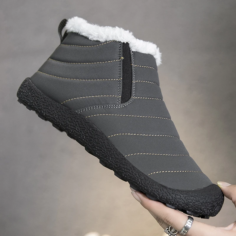 Outdoor Warm Hiking Boot Man 2022 Winter Women Men Boots Plush Leather Lace-up Waterproof Sneakers Climbing Hunting Shoes Unisex