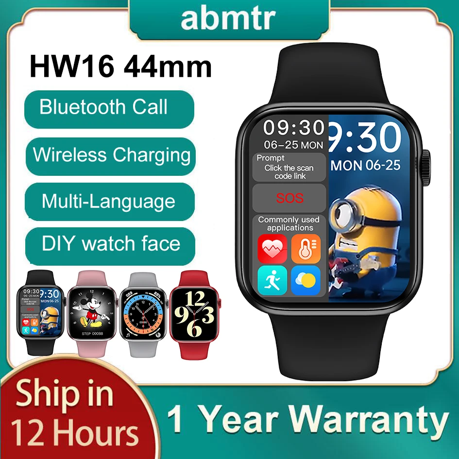 

Abmtr Original HW16 Smart Watch Bluetooth Call 1.72inch 44MM Blood Pressure Heart Rate Monitor IP67 Waterproof Smartwatch