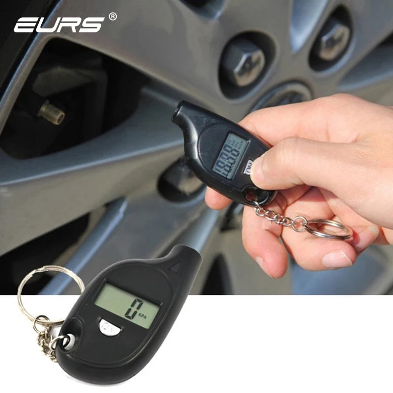 

EURS Car Mini Tire Air Pressure Gauge Tester Auto Motorcycle Digital LCD Display Wheel Manometer Procession Tool Car Accessory