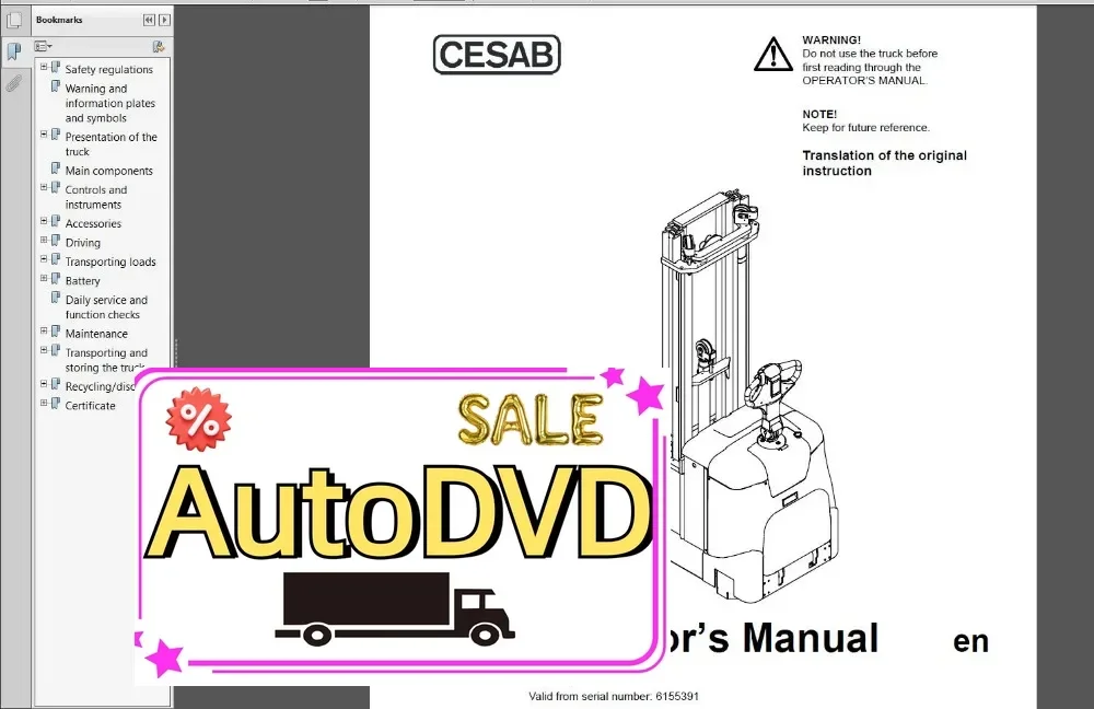 Фото Каталог запасных частей для вилочного погрузчика AutoDVD Cesab и руководство по обслуживанию, полный DVD 28 ГБ №2