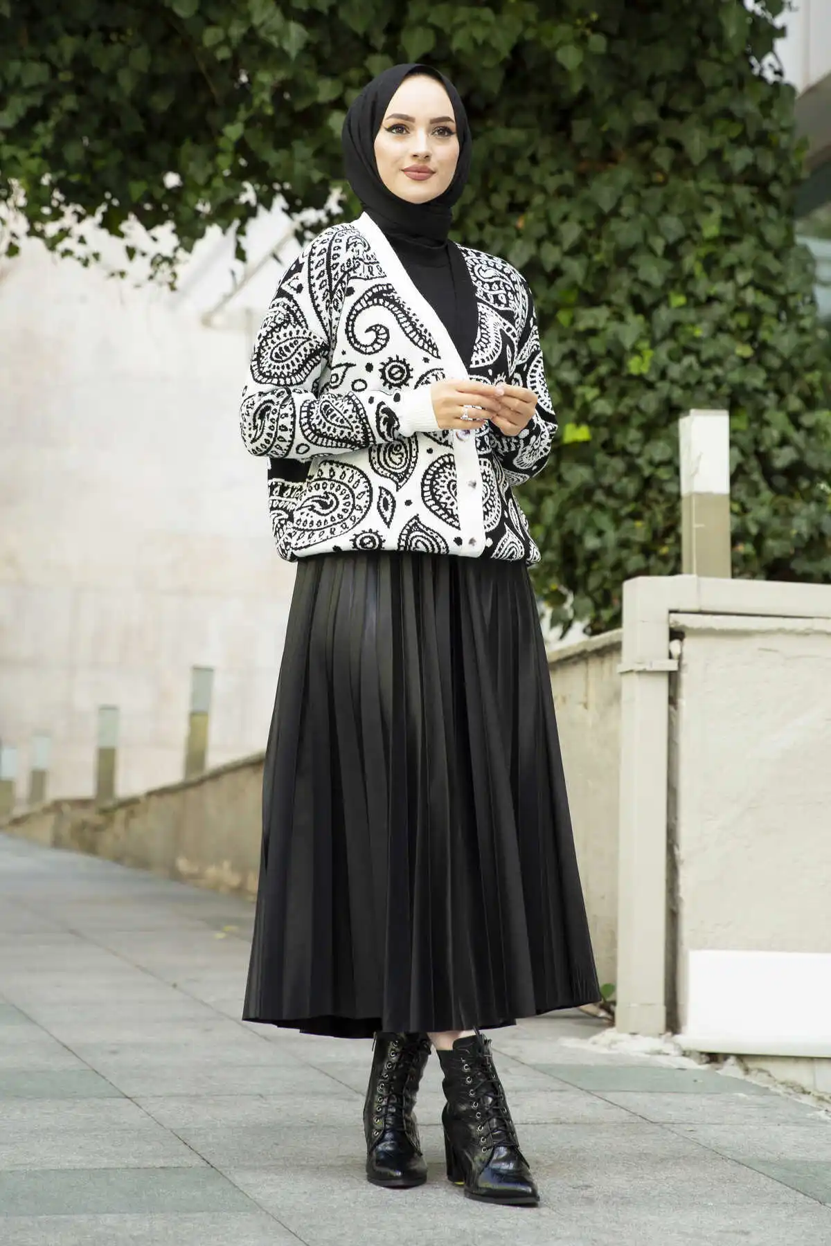 Snail Pattern Hijab Cardigan Black Winter Autumn 2021 Muslim Women Hijab headscarf Islamic Turkey