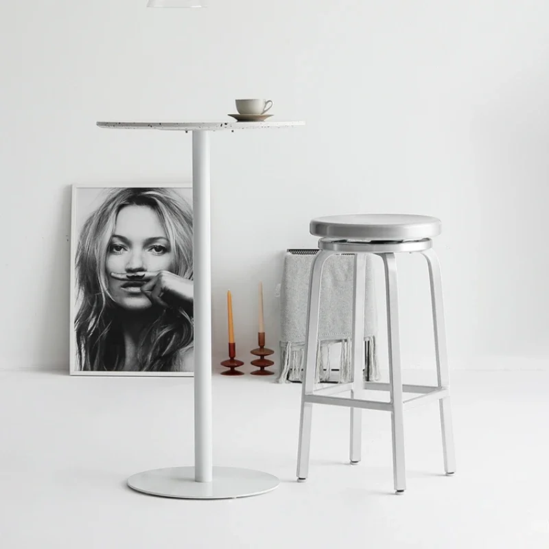 Круглый Барный стул из алюминиевого сплава металлический барный высокий