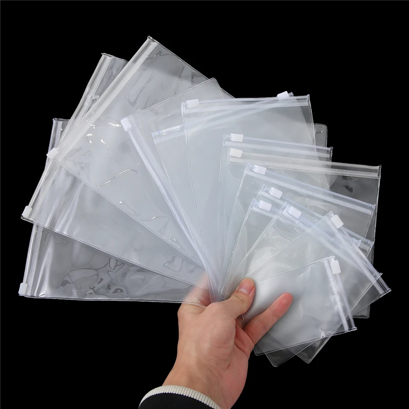 

5/10pcs Multi-sizes PVC Transparent Frosted White Plastic Bag Soft Thickened Ziplock Bag for Jewelry Food Cosmetic Storage