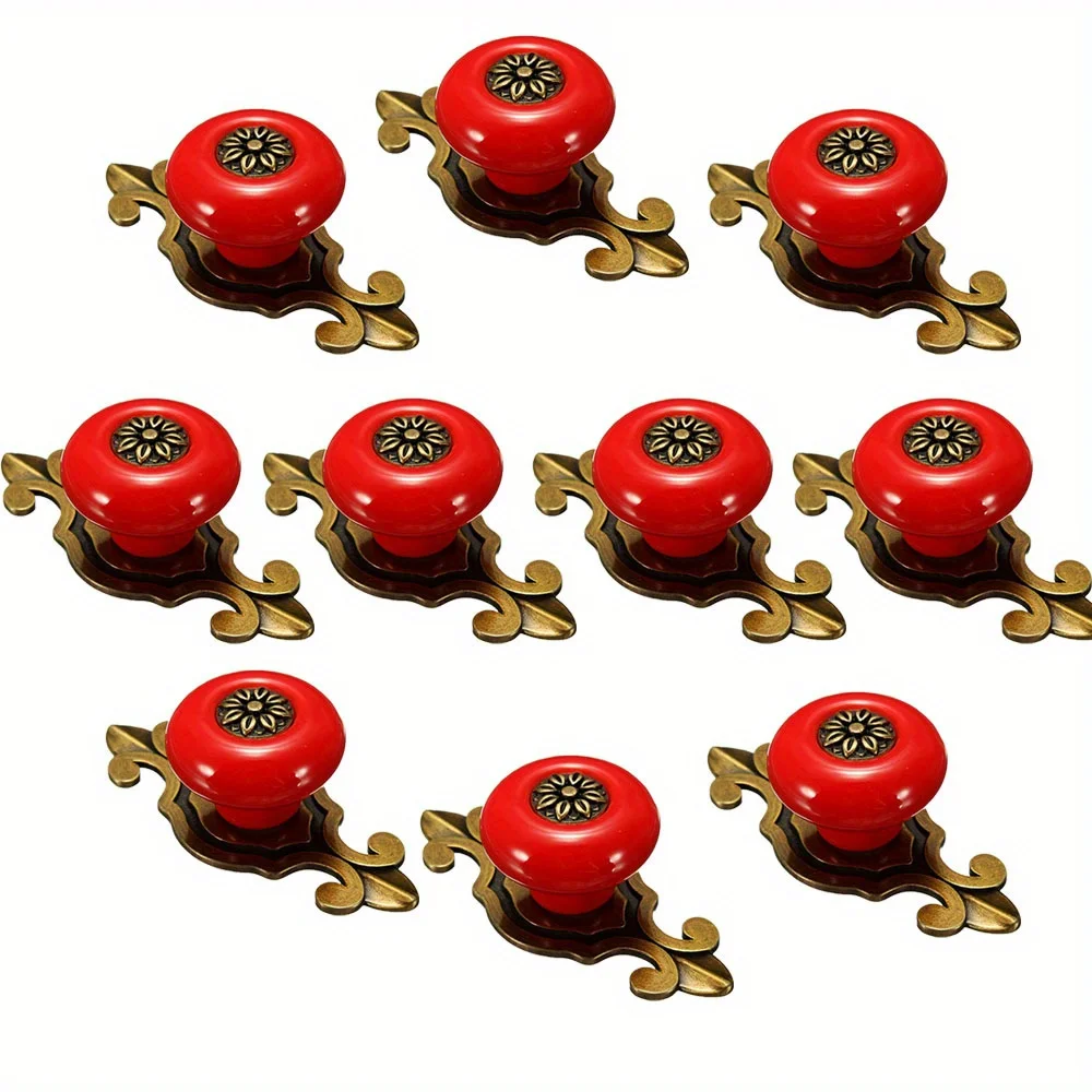 

2 шт., винтажные бронзовые керамические ручки для мебели