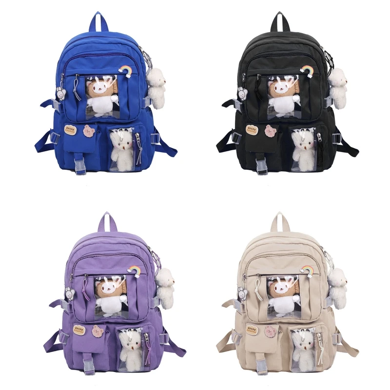 

L5YD Multi-Pocket Backpack Large Capacity Casual Bookbag for Boys Girls Student