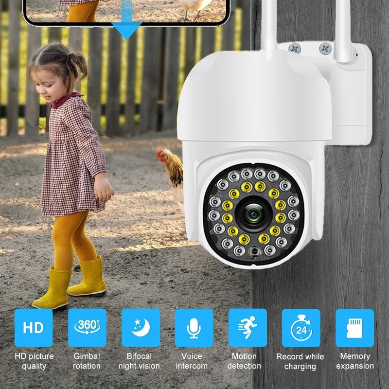 

1080P Outdoor Camera CCTV IP Wifi Surveillance Camera Security Protection Wireless Home Monitor Track Alarm 360°