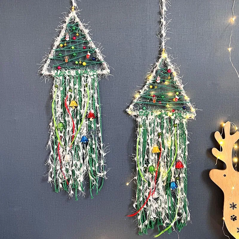 

Christmas Tree Dream Catching Net Pendant Triangle Wind Chime Pendant Christmas Decoration Happy New Year Creative Gift Noel Fav