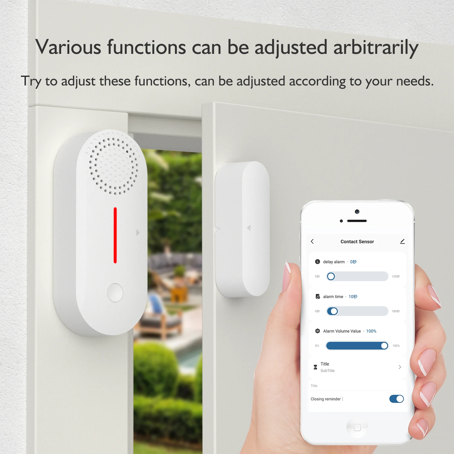 

wifi door magnetic alarm graffiti smart door and window alarm remote home isolation epidemic prevention sound and light sensor