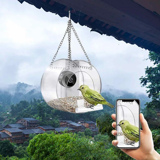 Smart Bird House Pet Feeder Acrylic with Camera Home Pet Bird Feeder Transparent 1080P HD Easy Installation for Outdoor Garden 1