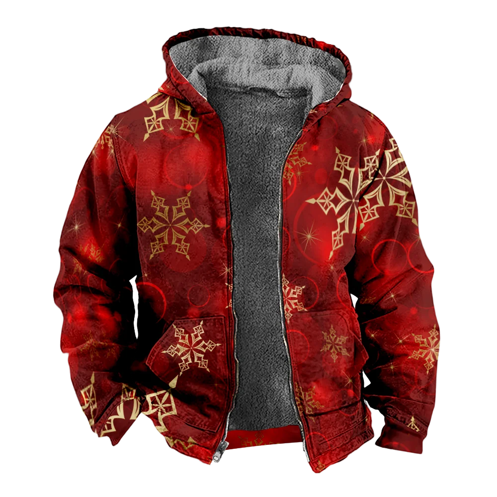Мужские зимние куртки пальто снежинка с геометрическим узором хлопковая одежда