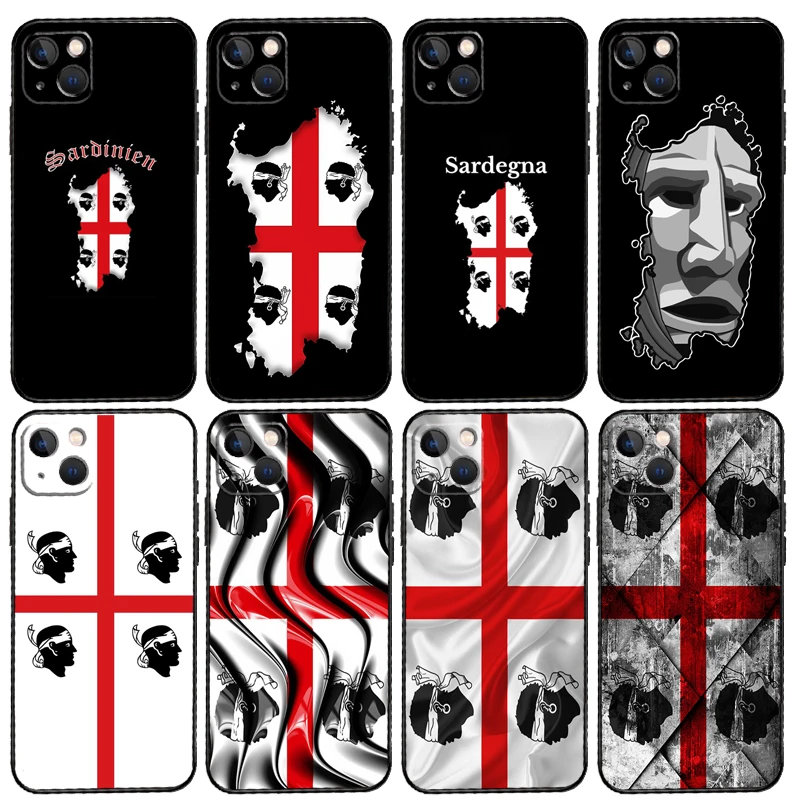Чехол с флагом Сардинии для iPhone 15 14 13 12 11 Pro Max Mini 7 8 Plus X XR XS SE 2020 2022 задняя крышка