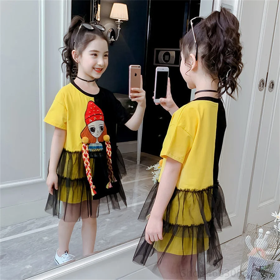 

Платье с коротким рукавом и круглым вырезом, на Возраст 3-12 лет