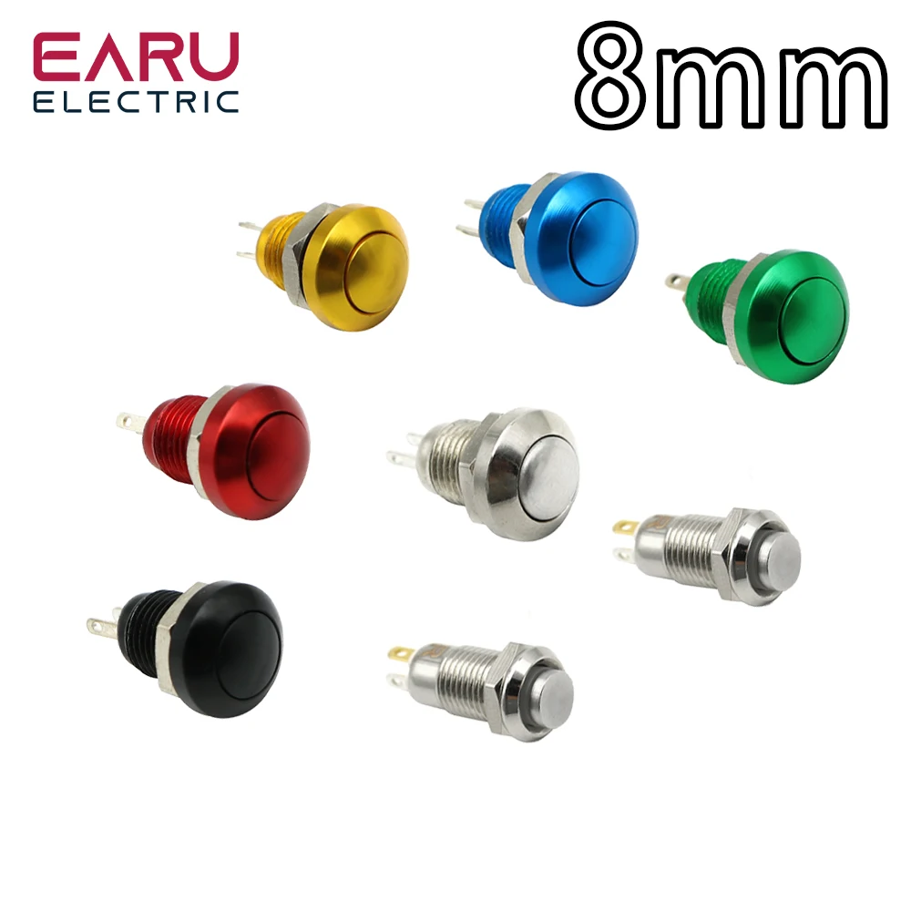 

8mm Miniature Metal Button With Light Self-resetting Self-locking 1NO Spherical Pin Mini Small Waterproof Start Switch Red Green