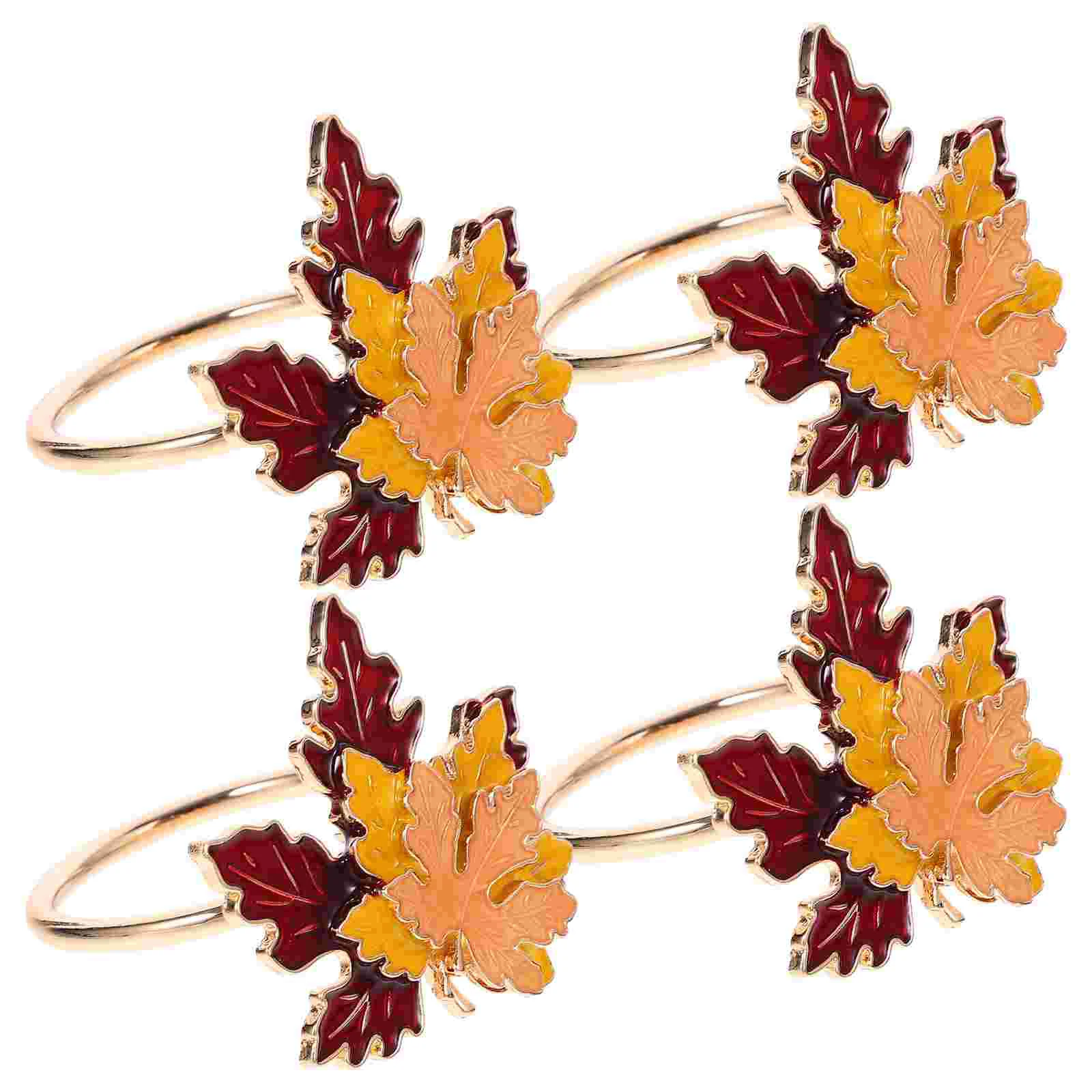

4 Pcs Table Napkins Maple Leaf Rings Fall Holder Hotel Banquet Paper Holders Tables Dining