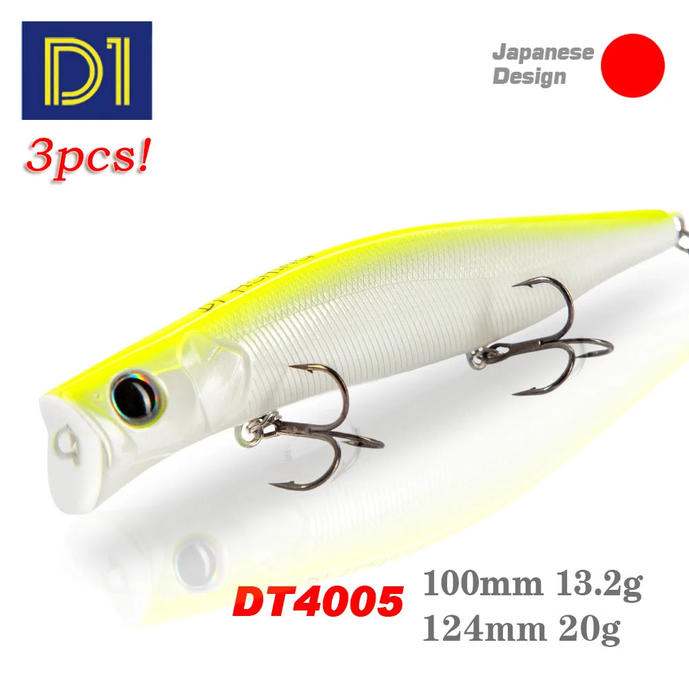 

Приманки для рыбной ловли D1 Topwater Poppers, 3 шт., 124F/100F, воблеры для поверхности, приманка для соленой воды KAGELOU для Seabass, приманка для щуки