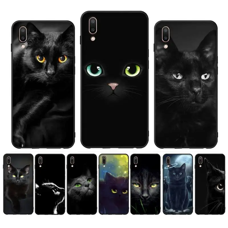 

YNDFCNB Black Cat Staring Eye Phone Case for Samsung A51 A30s A52 A71 A12 for Huawei Honor 10i for OPPO vivo Y11 cover