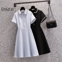 ehqaxin summer new womens dress casual loose small fragrance buttons short sleeved mid length dresses for female m 4xl