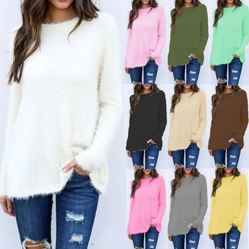 

Autumn and Winter Fashion Solid Color Long Sleeve Women's Sweater Top