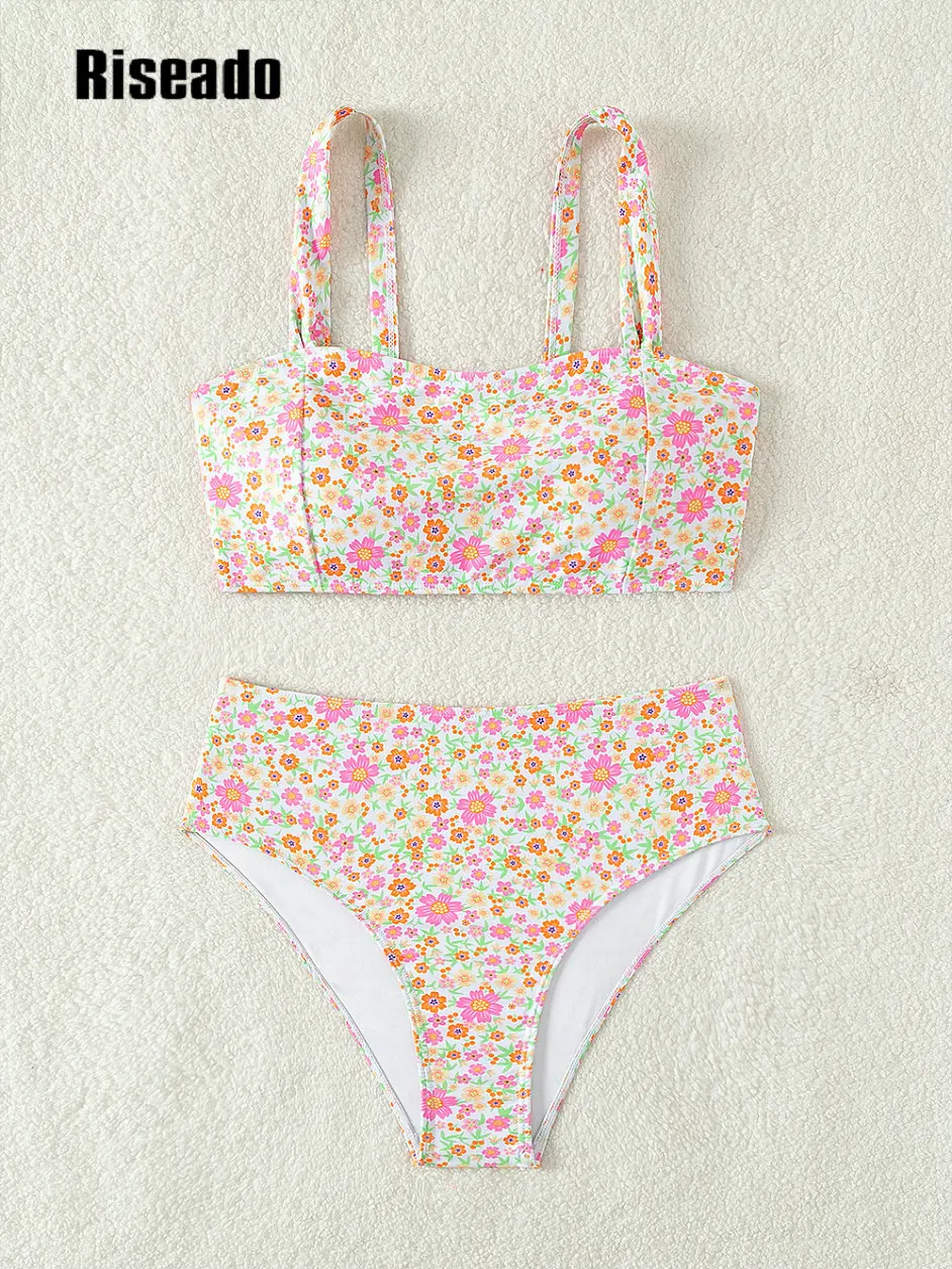 Riseado женский комплект бикини из двух частей купальники с высокой талией и