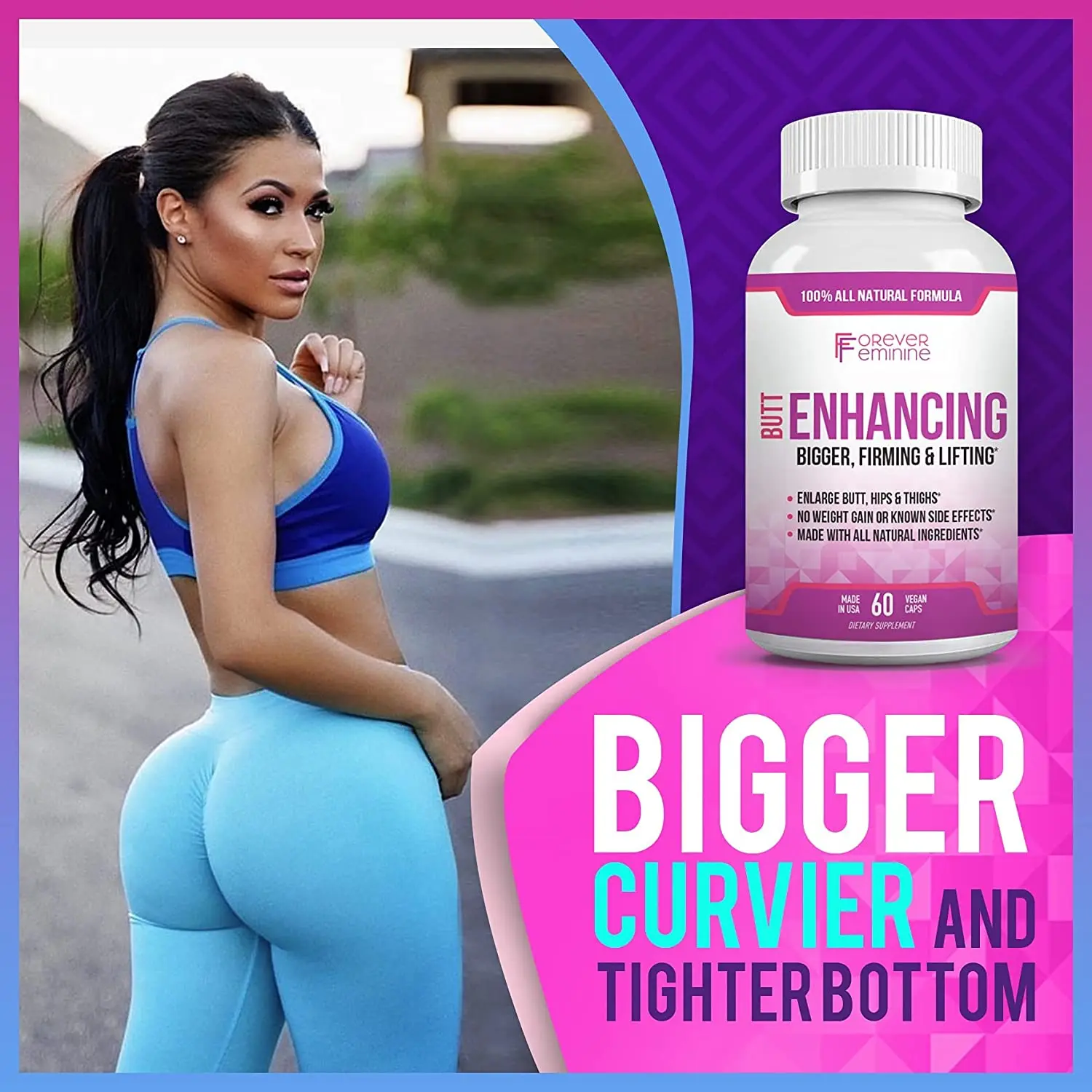

Forever Feminine Glute Boost Butt Enhancing Bigger Firming Lifting Reduce Cellulite Prevent Sagging hips Curve fuller 60 Caps