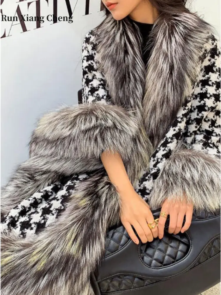 Winter Women's Cold Coat 2023 Faux Fur Coat Women's Elegant Thickened Luxury Designer Temperament Plush Jacket Shawl Fur Cape